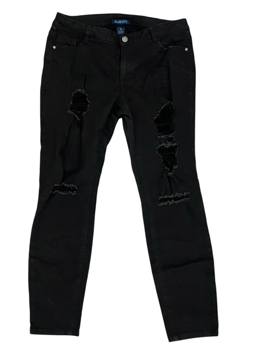 Blue Spice Black Distressed Mesh Skinny Jeans Size 11 Y2K Grunge